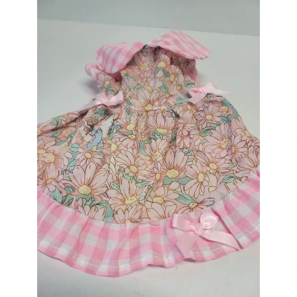 Pink Floral‎ Peter Rabbit Gingham Pet Dress with Bows and Ruffles Size S